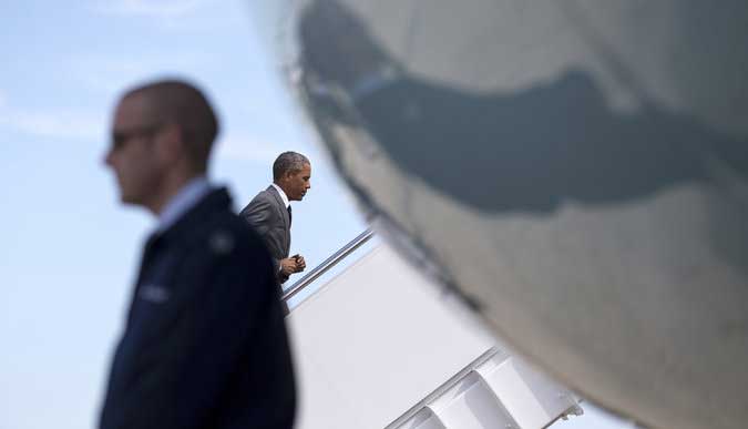 President Obama boarded Air Force One on Thursday at Andrews Air Force Base, Md. Credit: Doug Mills/The New York Times