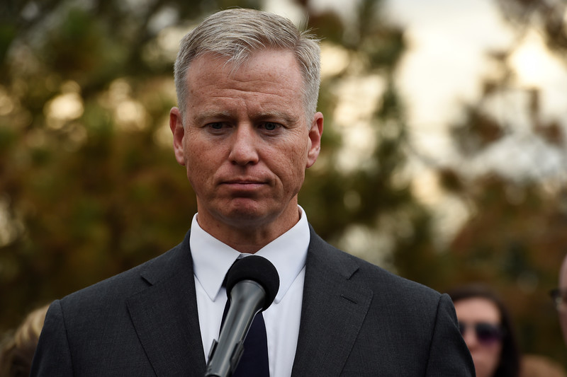 " Prosecuting attorney George Brauchler meets with members of the press to talk about their reaction to the verdict of life in prison for Aurora Theater shooter James Holmes at the Arapahoe County Justice Center in Centennial, Colorado on August 7, 2015. (Photo By Helen H. Richardson/ The Denver Post) "