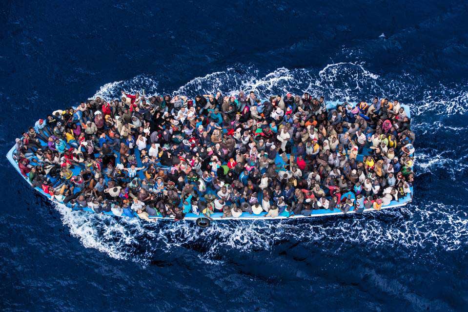 The Italian navy rescued shipwrecked immigrants off the coast of Africa in June. PHOTO: MASSIMO SESTINI/POLARIS