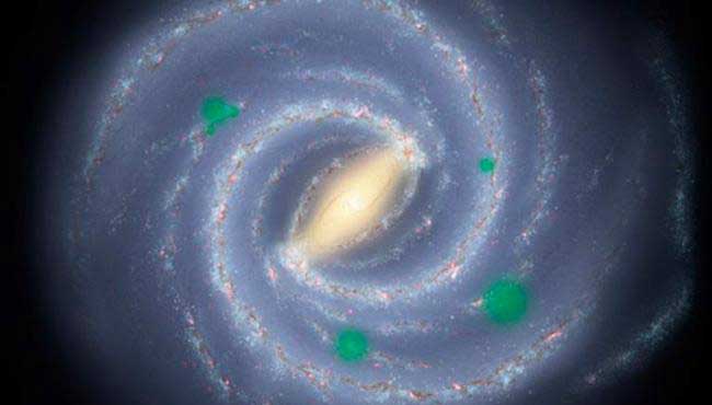 In this theoretical artist's conception of the Milky Way galaxy, translucent green "bubbles" mark areas where life has spread beyond its home system to create cosmic oases, a process called panspermia. (Photo : NASA/JPL/R. Hurt)