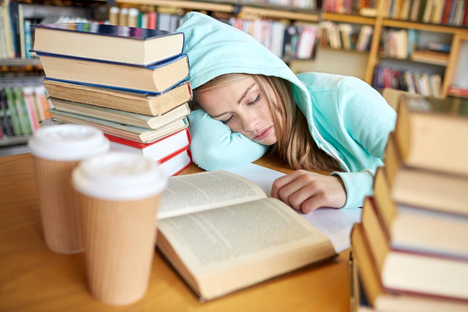 student-sleeping-studing