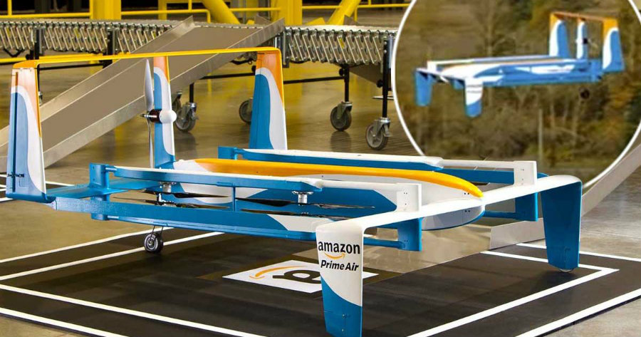 Besides the Amazon One, the delivery company giant has rolled out its Prime Air drone for remote shipping. Image Credit: Mirror