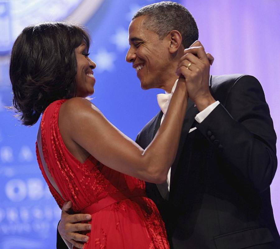 The Obamas dancing