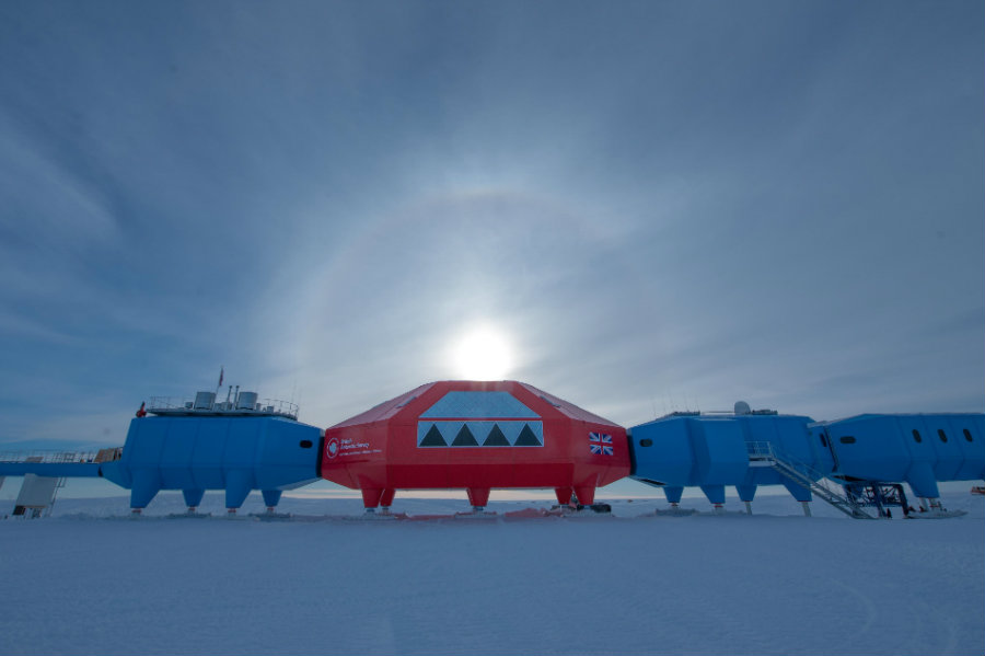 The Halley Research Station is temporarily shutting down given concerns on ice cracks. Photo credit: Discover Magazine