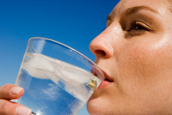 Drinking sounds, woman drinking water