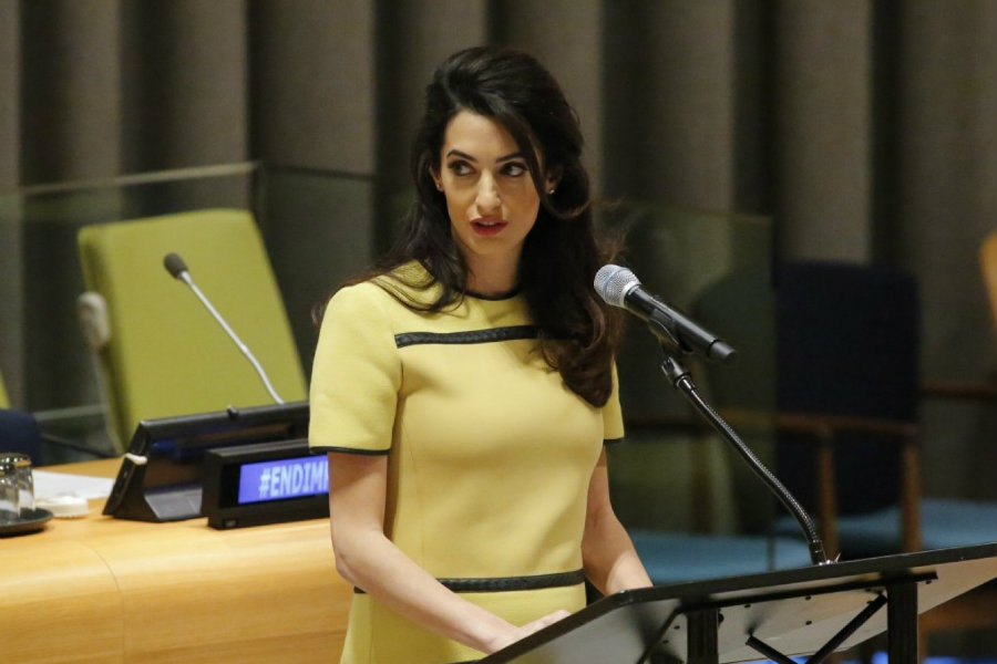 Amal Clooney speaking at the UN. Image credit: Kena Betancur / AFP / Getty Images / The Washington Post