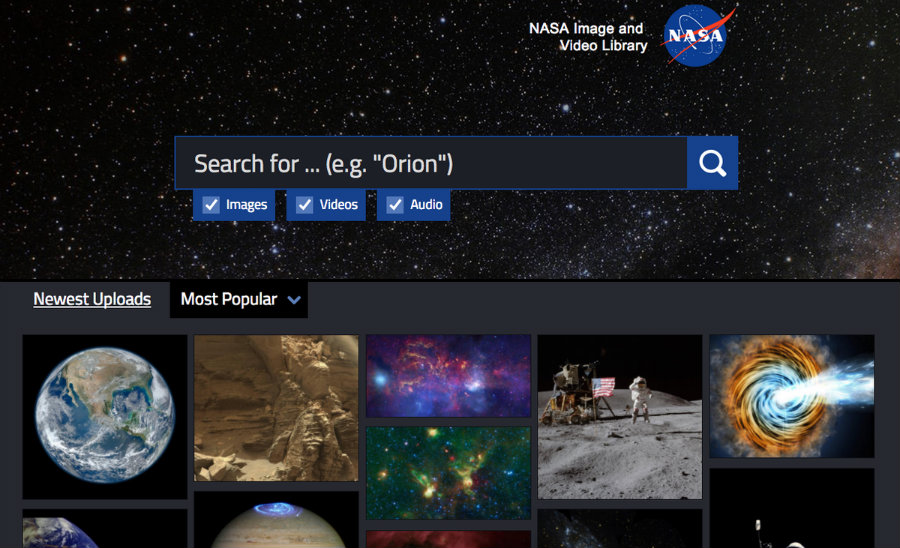 NASA released this Tuesday its new online library. Image credit: NASA / Mashable