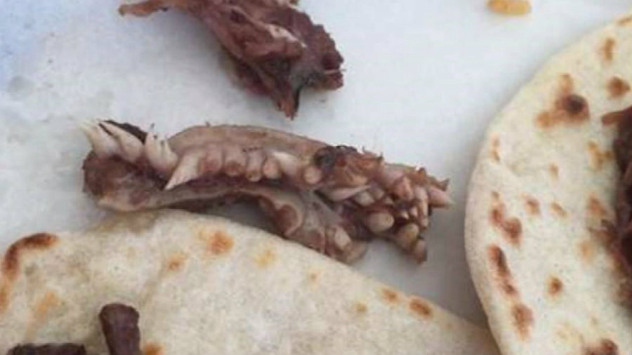 Courtney Aguilar shared the photo of her meal with the suspicious teeth. Image credit: AOL