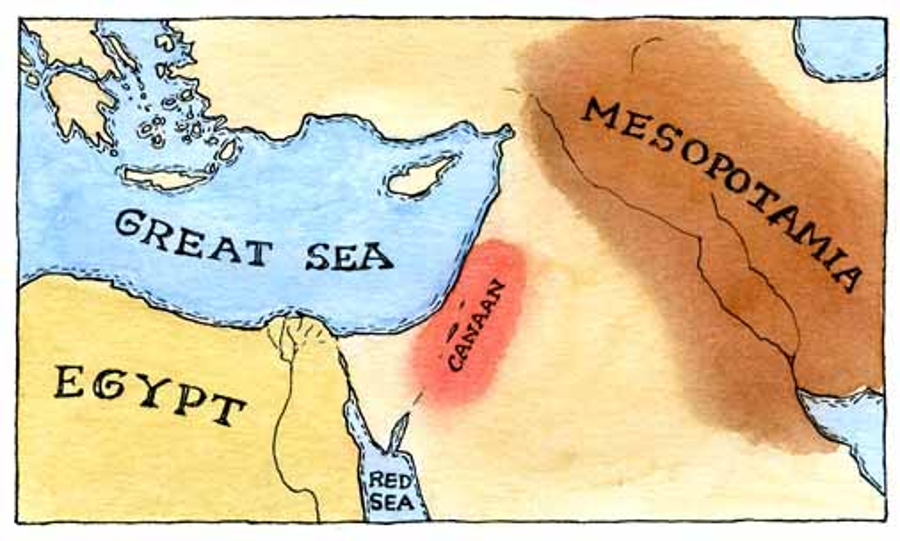 According to 4th Century B.C., Canaan would be where Palestine, Israel and Lebanon stand today. Image Credit: Crystalinks