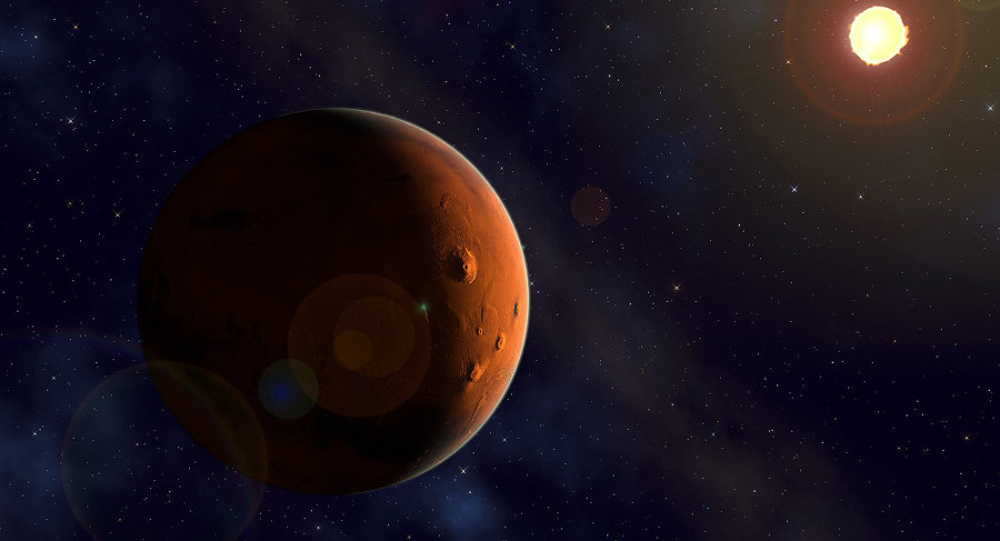 Mars' lack of a magnetosphere makes its regolith highly susceptible to UV rays. Image Credit: Kevin Gill