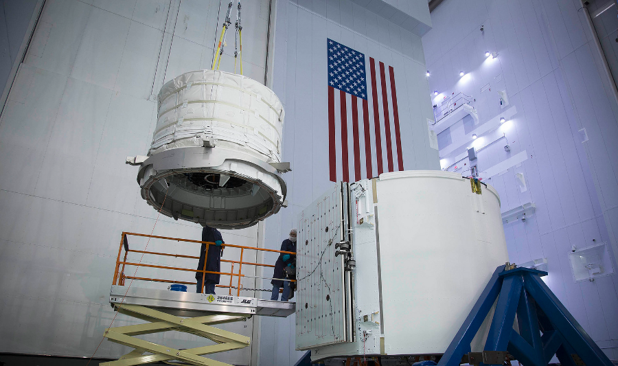 NASA engineers prepared a Falcon 9 for an ISS resupply mission. Image Credit: NASA