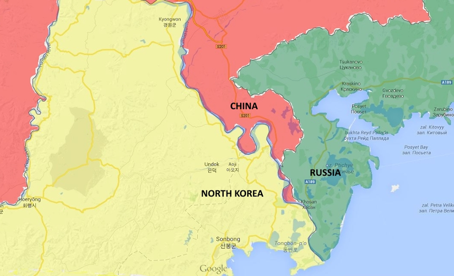 North Korea borders both China and Russia, meaning that a U.S.-based military intervention would severely destabilize the region. Image Credit: Shifty377 / Imgur