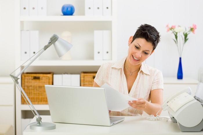 Business Woman Working in Home Office