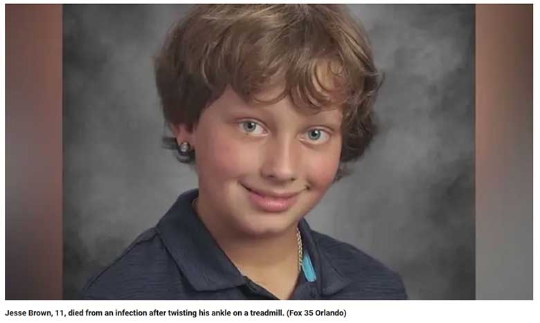 Boy Dies from Swollen Brain after Flesh-Eating Bacteria Infection Following Treadmill Fall